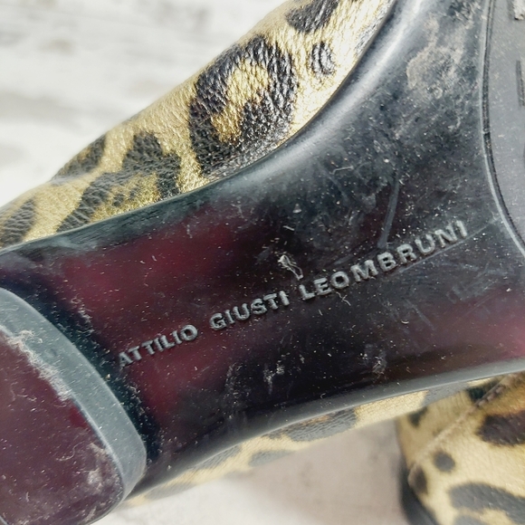 AGL Leopard Print Leather Round Toe Softness Comfort Loafers i1026 - Picture 8 of 10